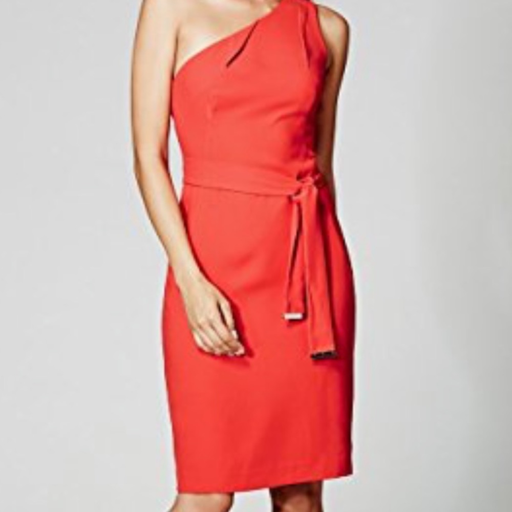 Marciano Valerie One Shoulder dress Pimento Orange Size 2
